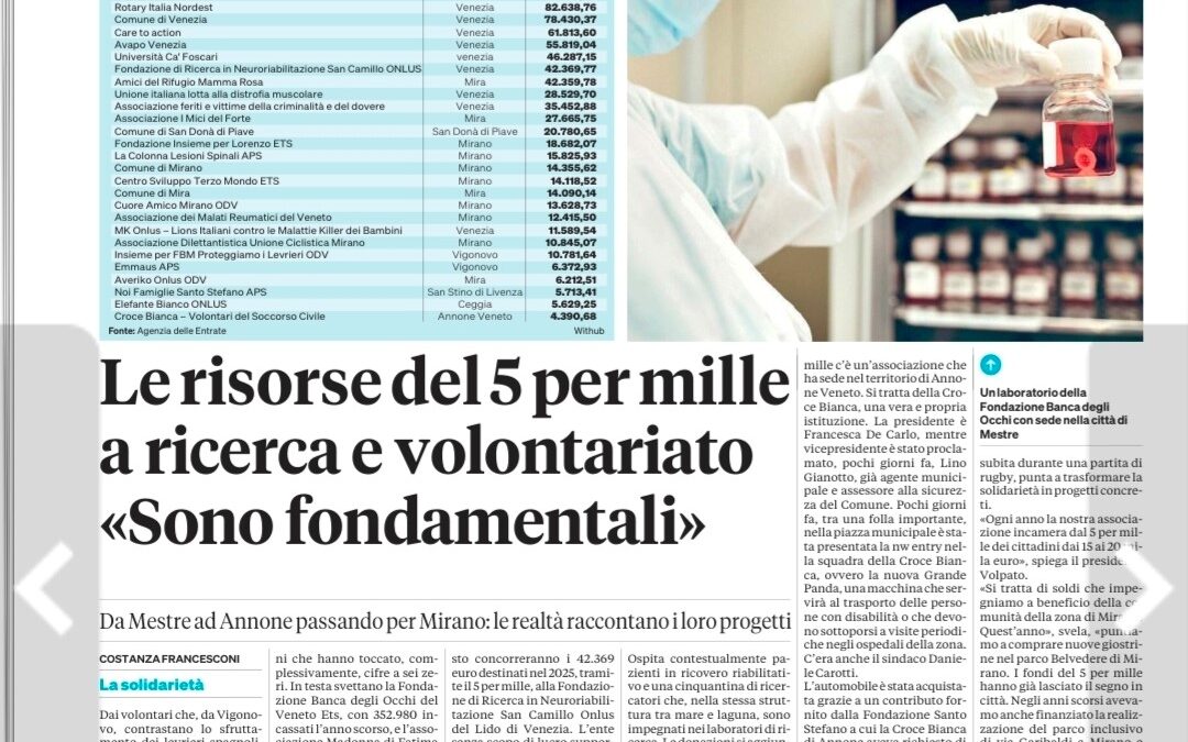 5×1000 alla Ricerca del San Camillo IRCCS